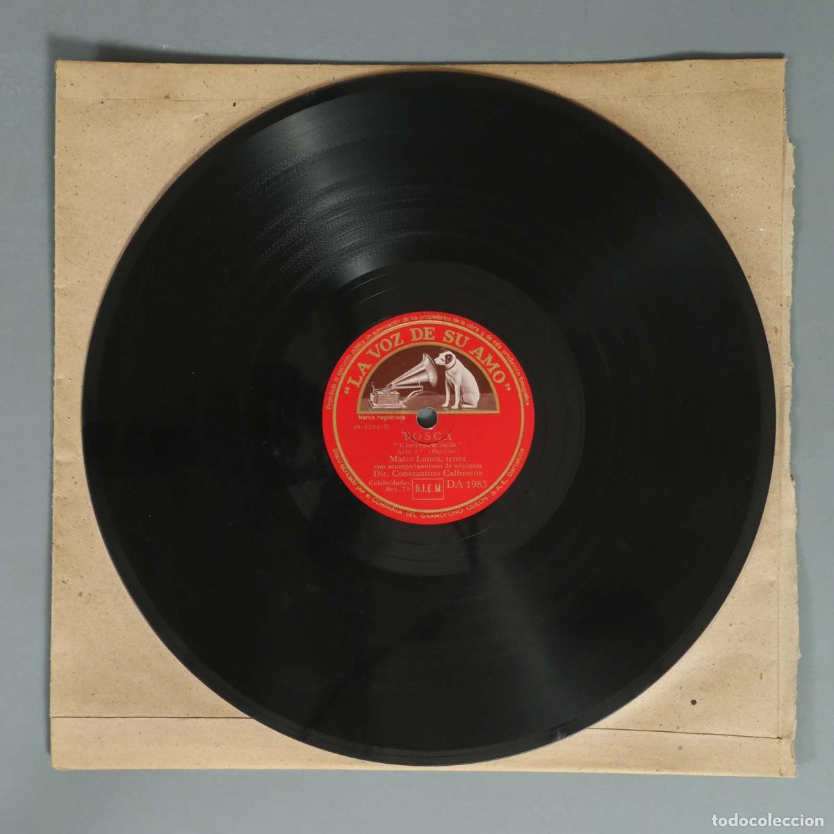 Discos de pizarra: DISCO DE PIZARRA. TOSCA ACTO. MARIO LANZA. CALLINICOS. I PAGLIACCI. ACTO 1