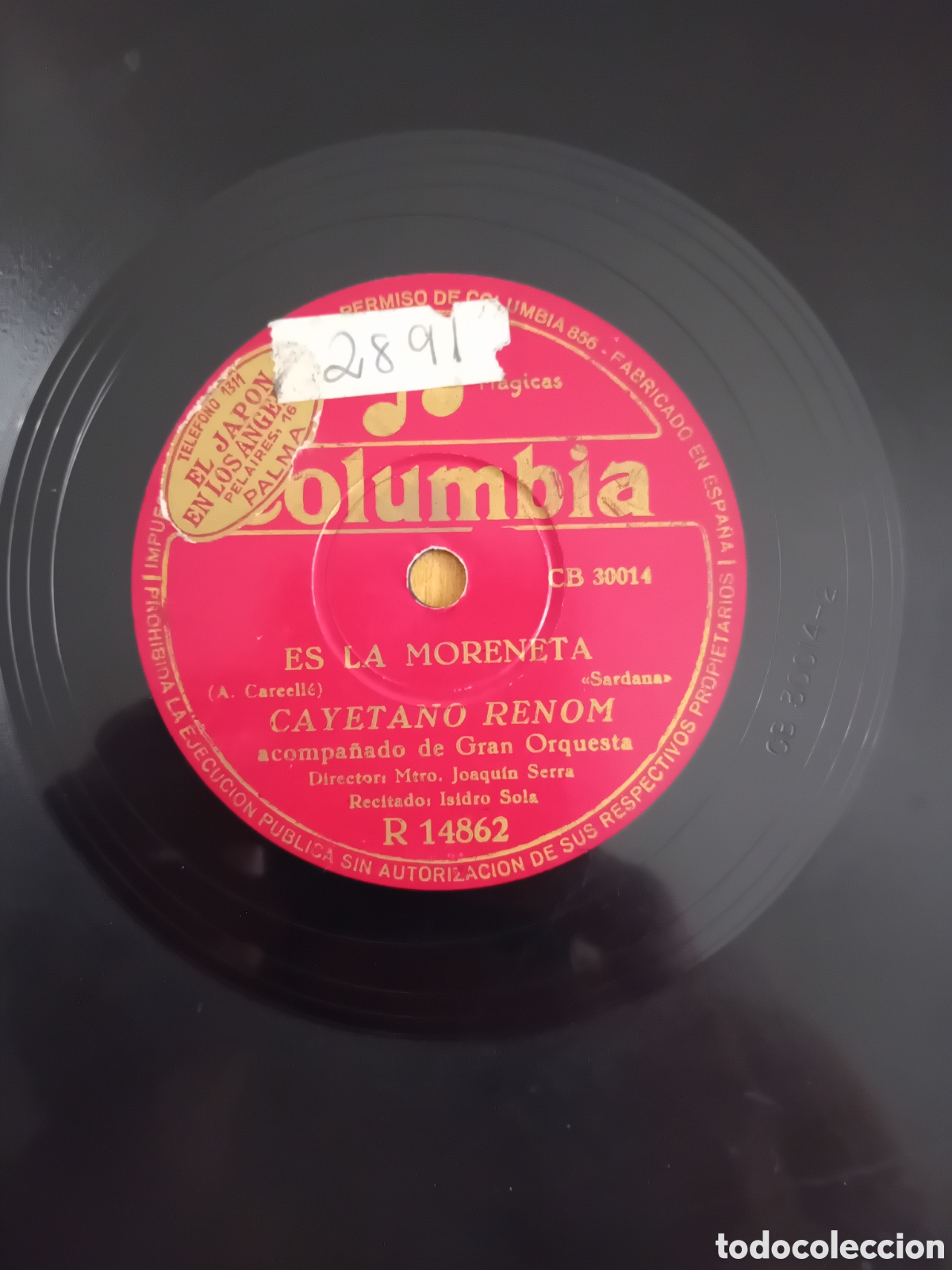 Discos de pizarra: CAYETANO RENOM. ES LA MORENETA. SOC DE LA BARCELONETA - Foto 5