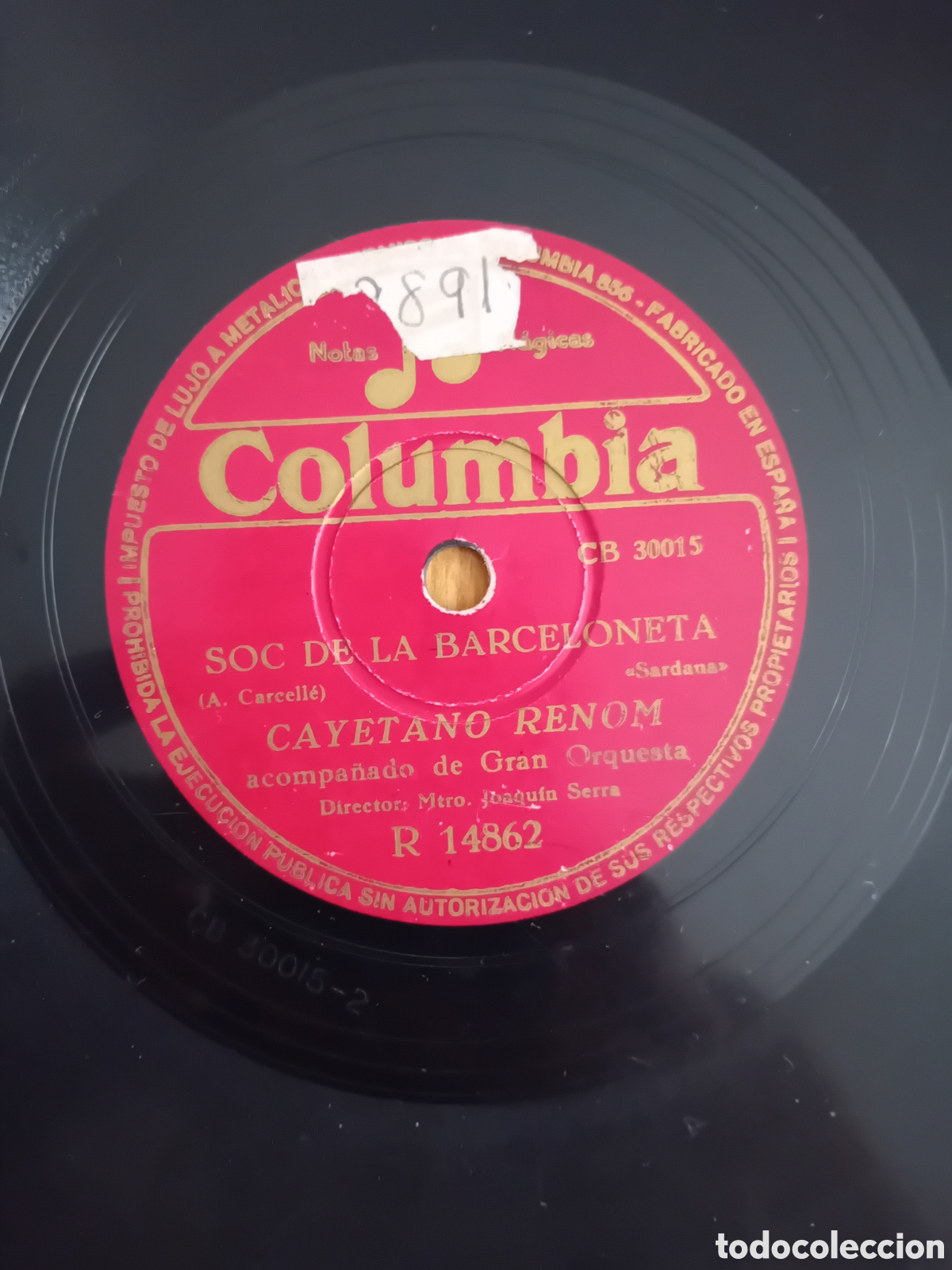 Discos de pizarra: CAYETANO RENOM. ES LA MORENETA. SOC DE LA BARCELONETA