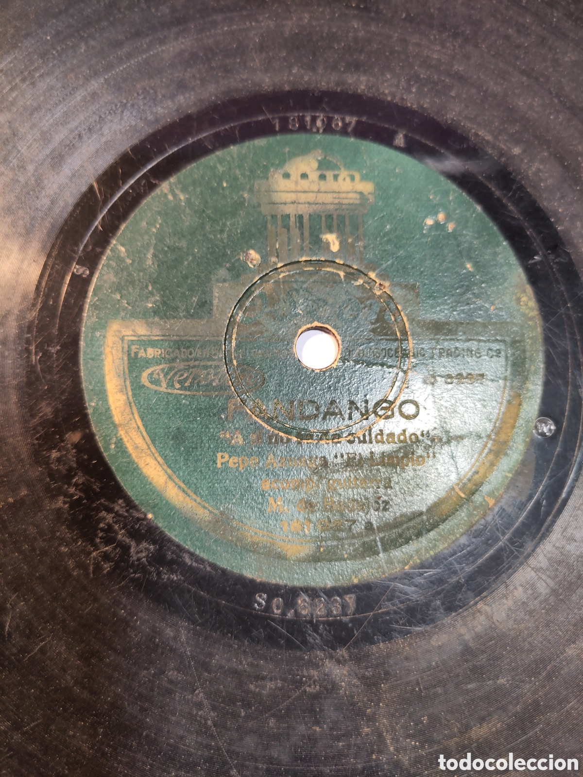 Discos de pizarra: Disco flamenco Ode&oacute;n 181 Parodia de Juan Sim&oacute;n Pepe Azuaga El Limpio Fandango A ti no te da cuidado