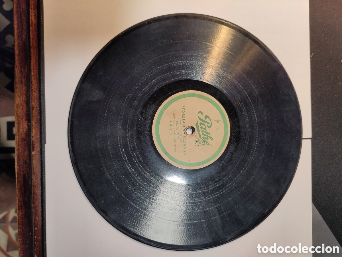 Discos de pizarra: Disco flamenco Pathe 1867 Seguidillas Gitanas Ni&ntilde;o de Utrera Martinete Acompa&ntilde;ado Ram&oacute;n Montoya
