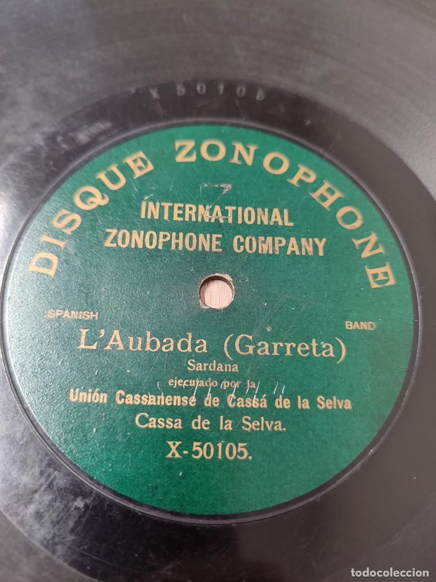 Discos de pizarra: Sardana 78 rpm. 1906. L' Aubada (Garreta) Uni&oacute;n Cassanense Cassa de la Selva. Gerona. Cobla