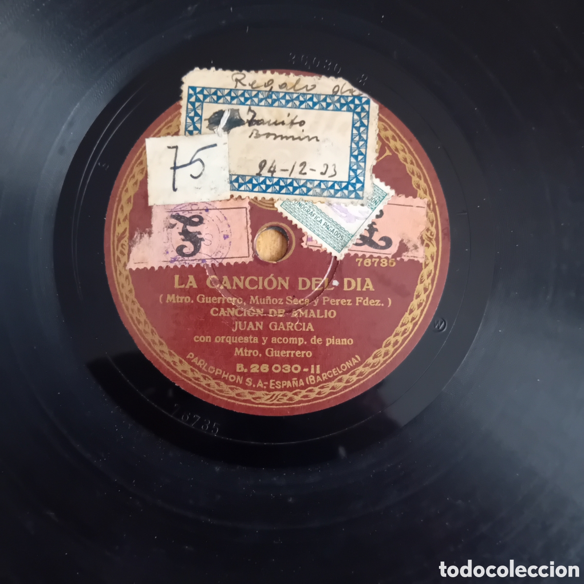 Discos de pizarra: JUAN GARCIA. LA CANCION DEL DIA - Foto 2