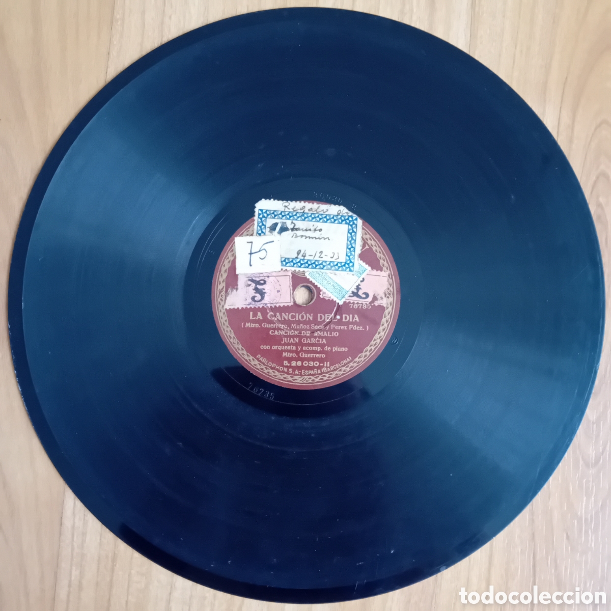 Discos de pizarra: JUAN GARCIA. LA CANCION DEL DIA