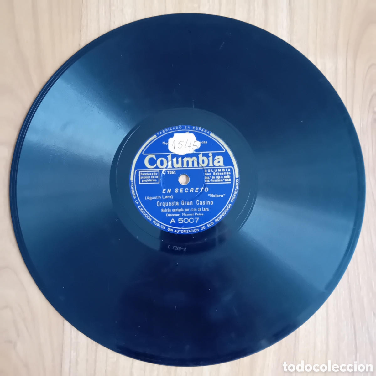 Discos de pizarra: ORQUESTA GRAN CASINO. TENGO UN AMOR. EN SECRETO