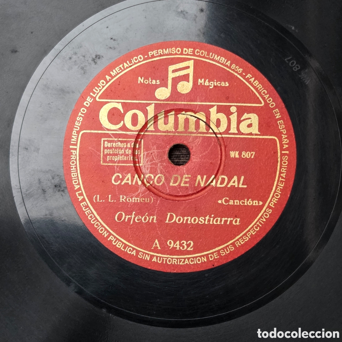 Discos de pizarra: ORFE&Oacute;N DONOSTIARRA Ave Mar&iacute;a, T.Luis de Victoria, Can&ccedil;o de Nadal, Romeu.