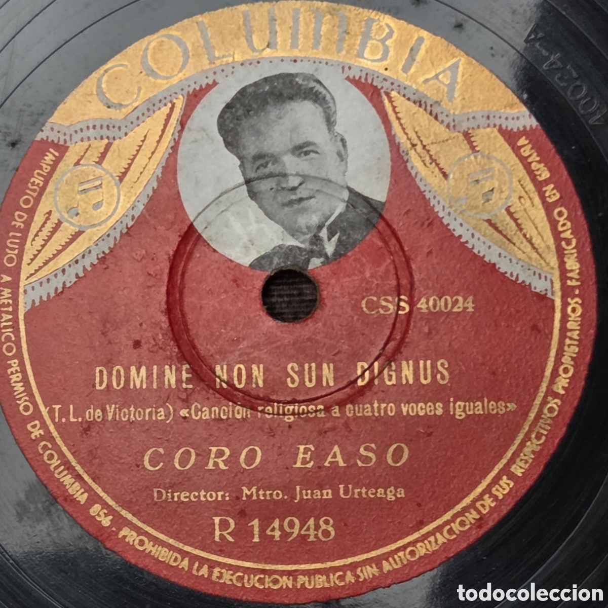 Discos de pizarra: CORO EASO, Dir. Juan Urteaga. AVE MAR&Iacute;A T.L. de Victoria. Domine non sun signus.