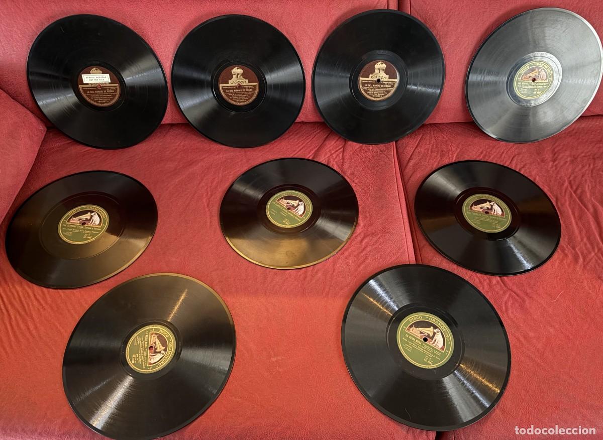Discos de pizarra: Lote de 9 discos de pizarra de zarzuela &ndash; Ejemplares de muestra / No vendibles &ndash; Con estuche