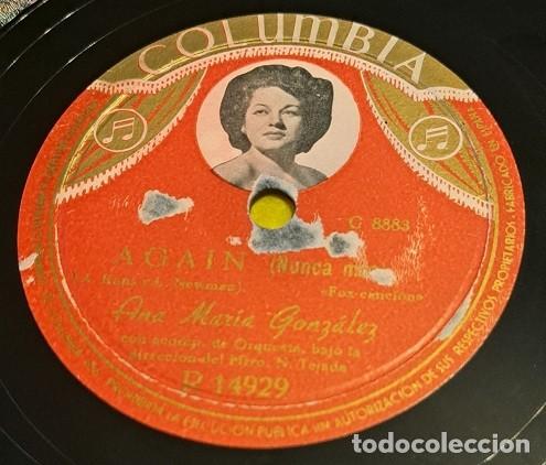 Discos de pizarra: Pizarra 78rpm 10&rdquo;. Columbia R 14929. Ana Maria Gonzalez - Again (Nunca m&aacute;s) / Dentro de mi
