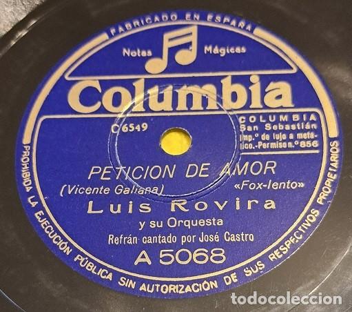 Discos de pizarra: Pizarra 78rpm 10&rdquo;. Columbia A 5068. Luis Rovira y Jose Castro-Peticion de amor / Don Li&ntilde;an-La Burra