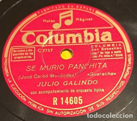 Discos de pizarra: Pizarra 78rpm 10&rdquo;. Columbia R14605. Julio Galindo,Teresita Riera -Se murio Panchita / Que bonito es