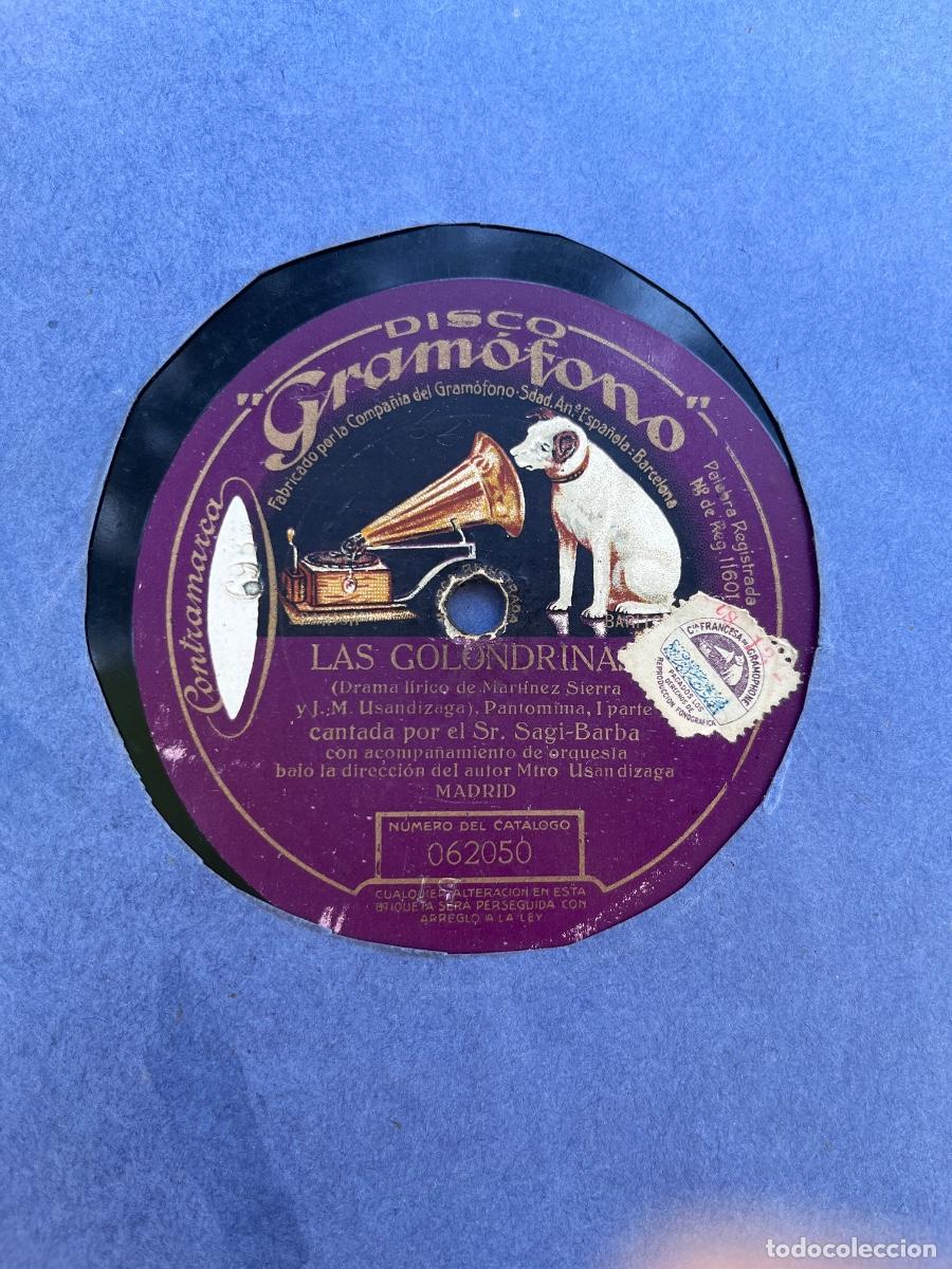 Discos de pizarra: 1 disco de pizarra Las Golondrinas- Mart&iacute;nez Sierra- Sagi Barba