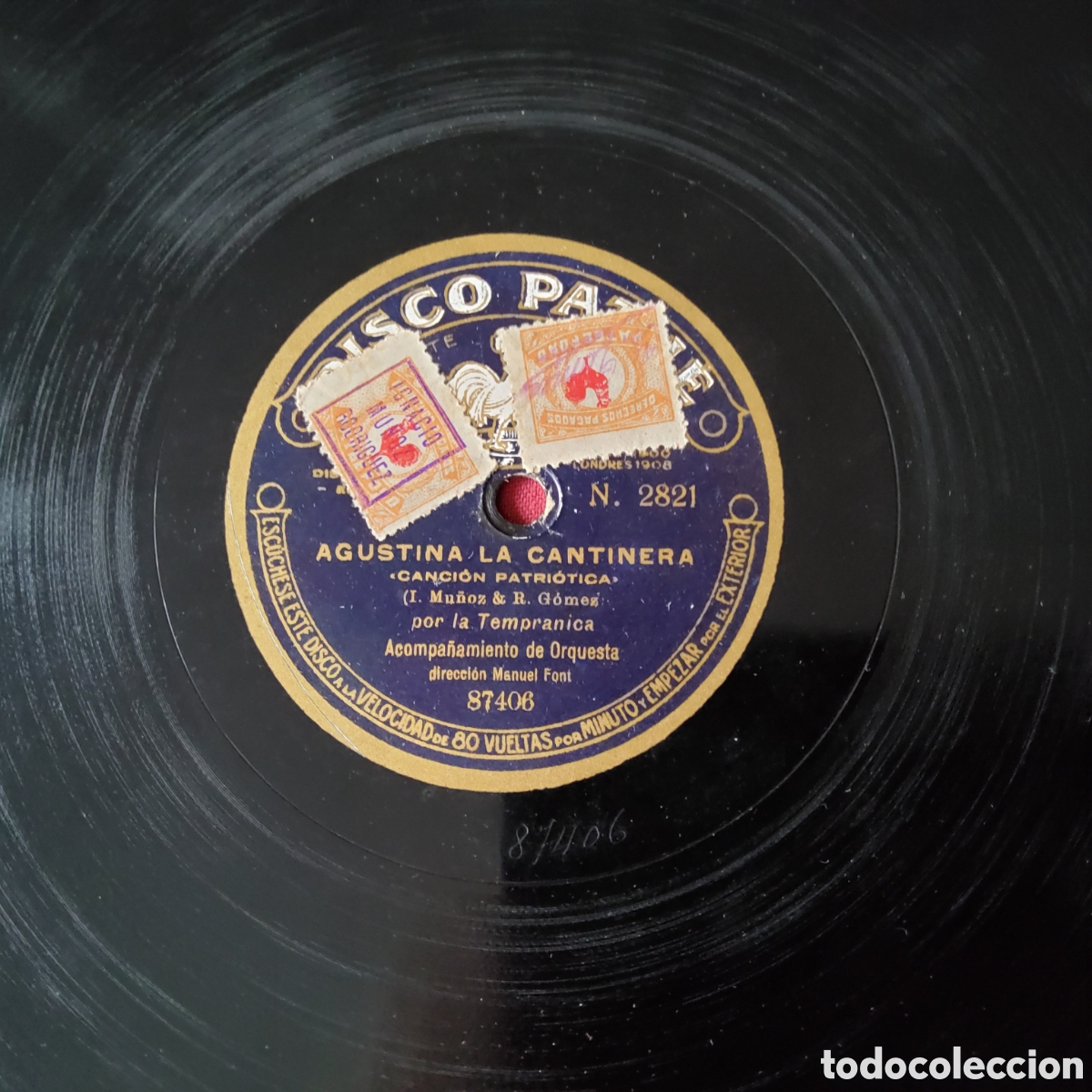 Discos de pizarra: DISCO PATH&Eacute;, AGUSTINA LA CANTINERA Y SOY DE VALENCIA POR LA TEMPRANICA