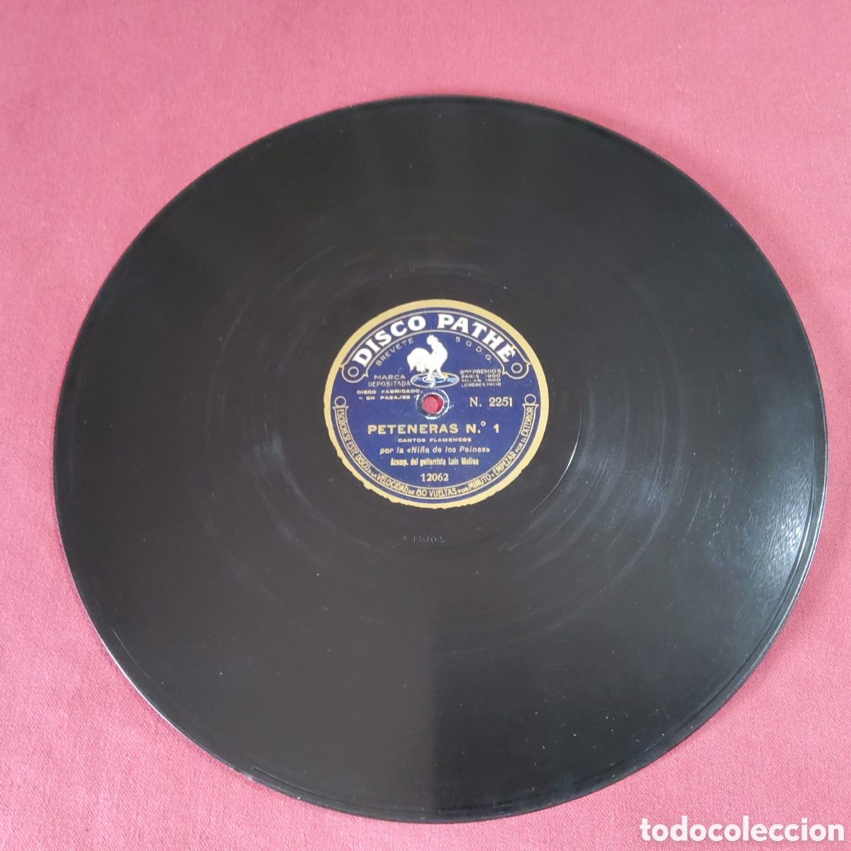 Discos de pizarra: DISCO PATH&Eacute;, PETENERAS N&deg; 1 y 2 por la NI&Ntilde;A DE LOS PEINES, DI&Aacute;METRO 26,5 CM.