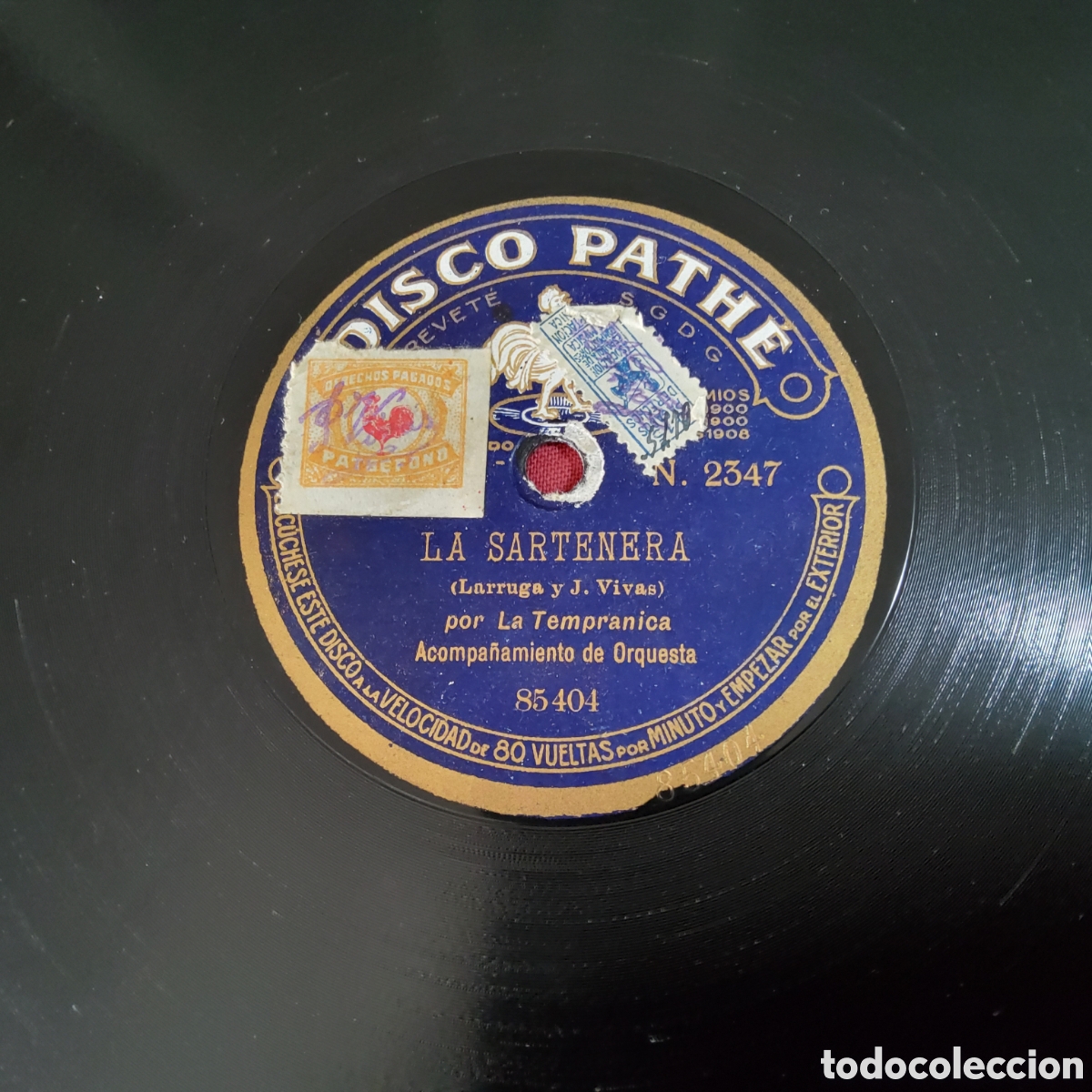 Discos de pizarra: DISCO PATH&Eacute;, LA SARTENERA Y EL SERRANILLO, POR LA TEMPRANICA