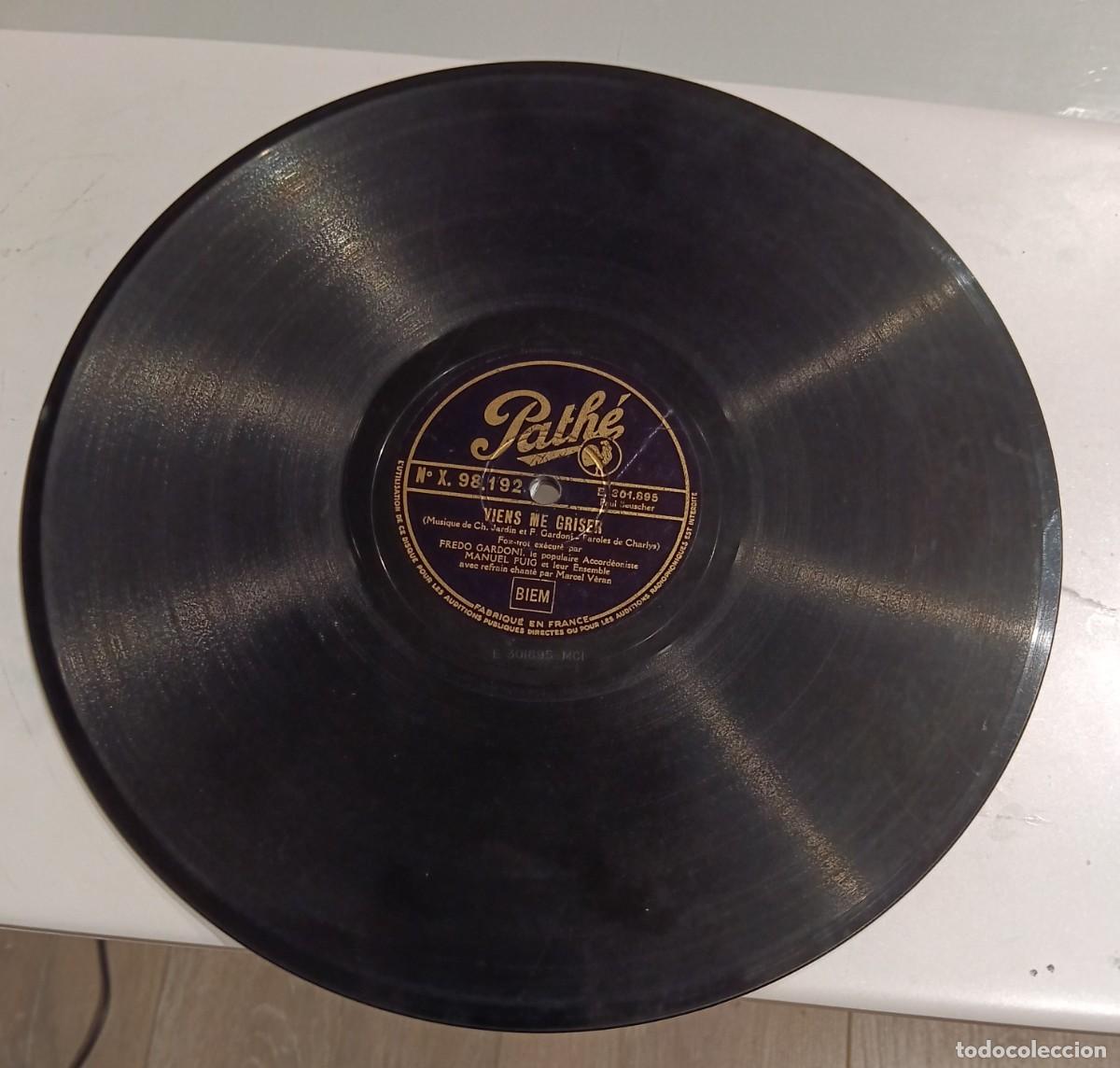 Discos de pizarra: Disco antiguo Pathe pieza de colecci&oacute;n de la edad de oro