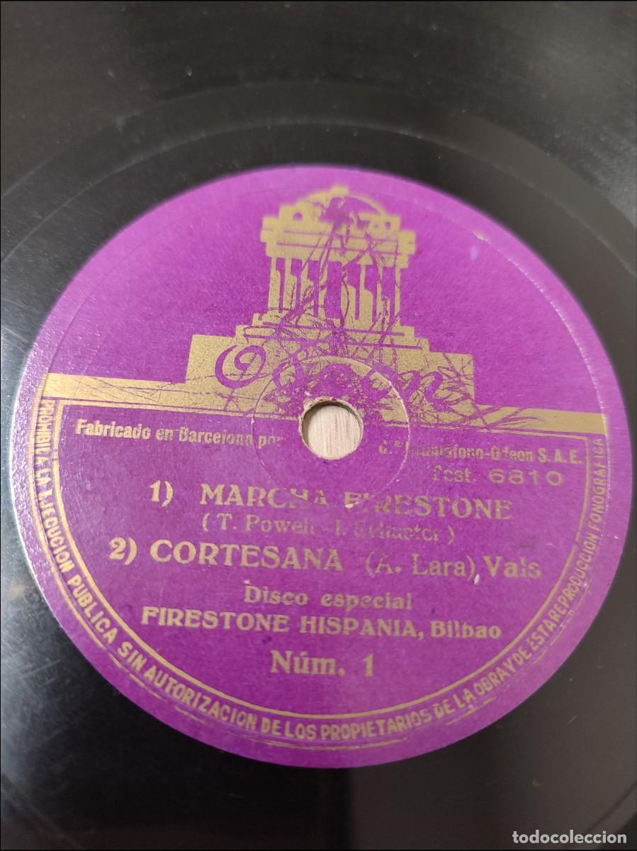 Discos de pizarra: Anuncio de neum&aacute;ticos 78 rpm. Firestone Hispania. Bilbao. N&uacute;m. 1 y 2. Disco Especial