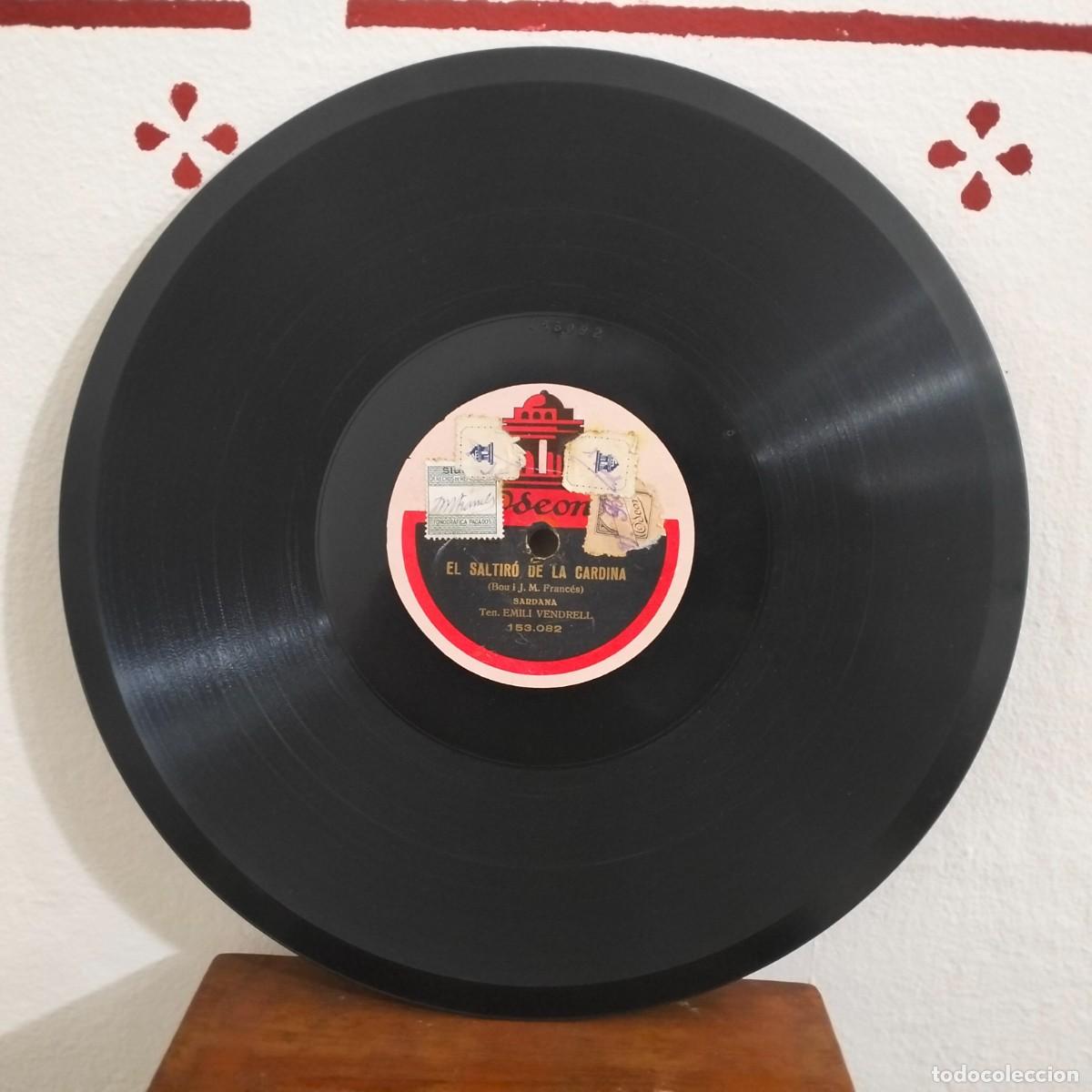 Discos de pizarra: EMILI VENDRELL.SARDANA,EL SALTIR&Oacute; DE LA CARDINA. ANYS 20 S XX. COM NOU. ODEON.