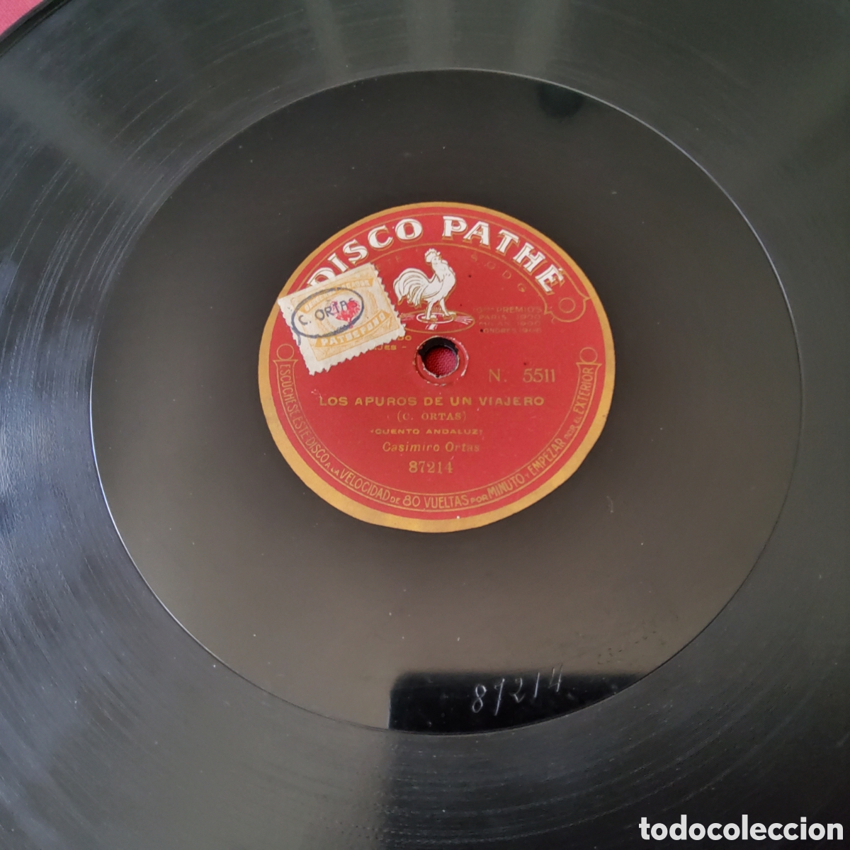 Discos de pizarra: Disco Path&eacute;, LE DIGO A VD. GUARDIA, Monologo,Fernando Luque y LOS APUROS DE UN VIAJERO, cuento andal