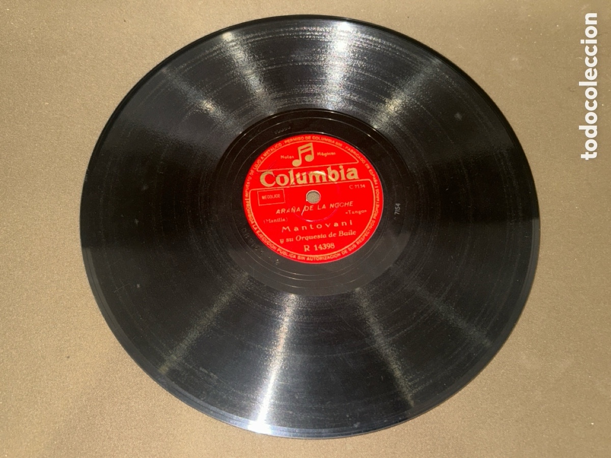 Discos de pizarra: MANTOVANI Y SU ORQUESTA - ARA&Ntilde;A DE LA NOCHE / TANGO DE LA LUNA - PIZARRA R 14398