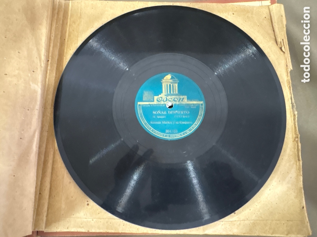 Discos de pizarra: DISCO DE PIZARRA,ODEON,AMAR Y VIVIR Y SO&Ntilde;AR DESPIERTO,ANTONIO MACHIN Y SU CONJUNTO
