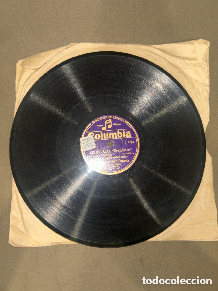 Discos de pizarra: DISCO DE PIZARRA, CONGA DE LA HABANA &ldquo;A SUEVIA&rdquo; Y RUMBA AZUL, COLUMBIA