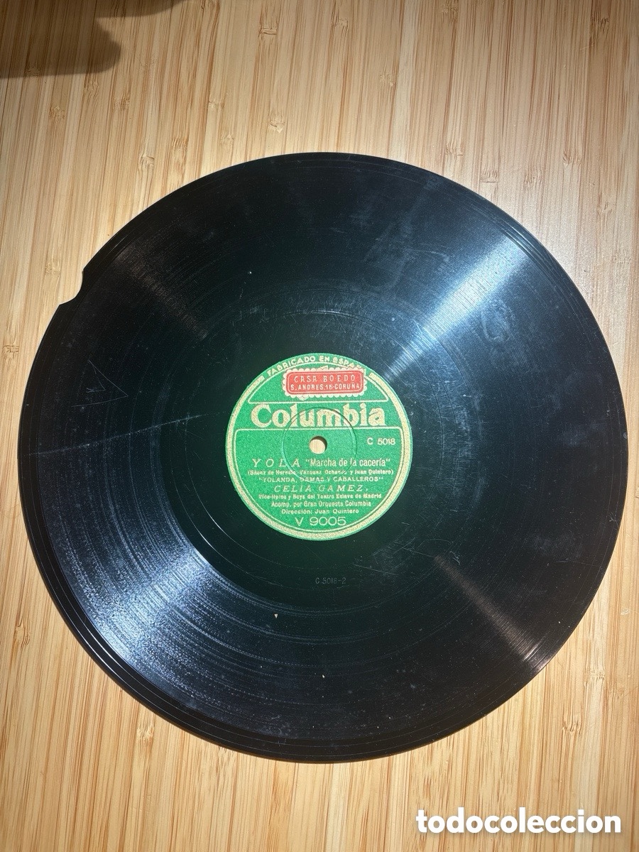 Discos de pizarra: SALIDA 1&euro;, Disco de pizarra (da&ntilde;ado) Columbia, Yola (A17)