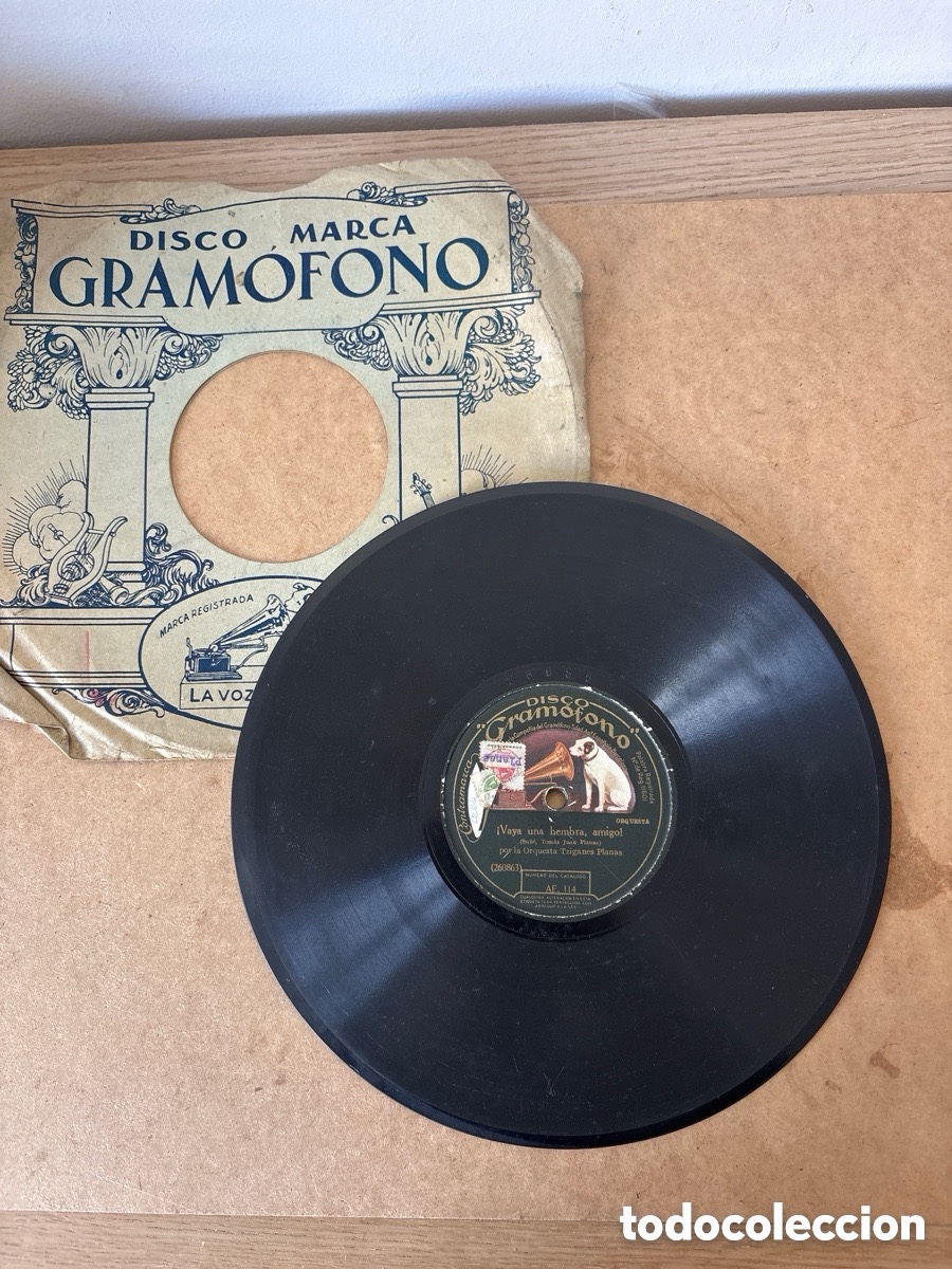 Discos de pizarra: SALIDA 1&euro;, Disco pizarra Gram&oacute;fono, Vaya una hembra, amigo, Hispania (A17)