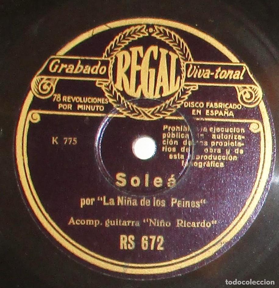Discos de pizarra: LA NI&Ntilde;A DE LOS PEINES Y EL NI&Ntilde;O RICARDO. SOLE&Aacute; Y SOLEARES. 78 R.P.M. MUY RARO.