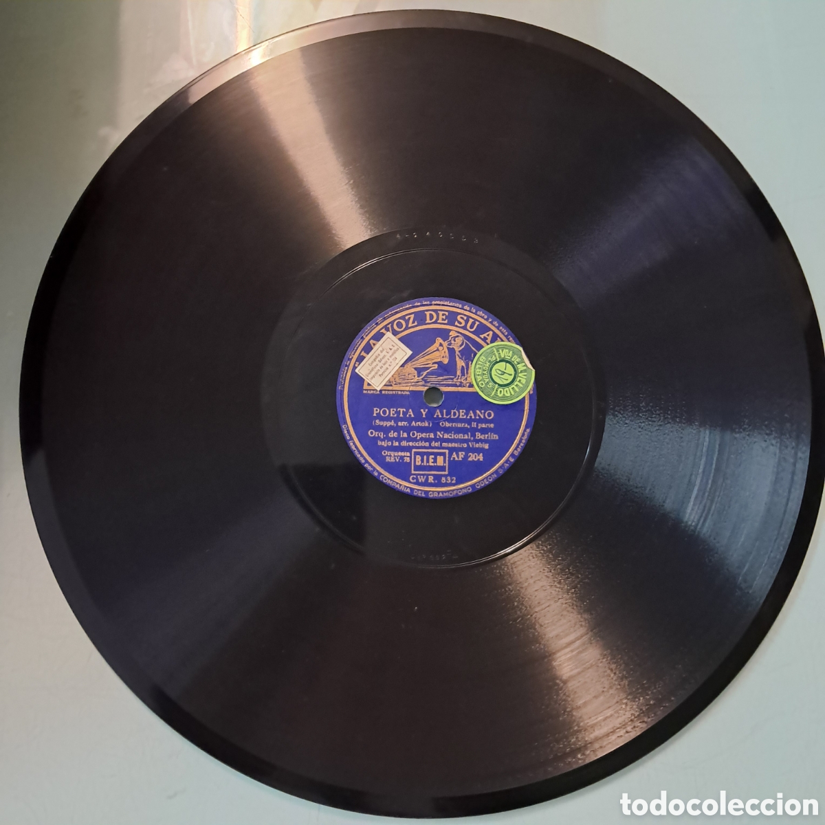 Discos de pizarra: Disco Pizarra, Poeta y aldeano orquesta Opera berlin - Foto 1