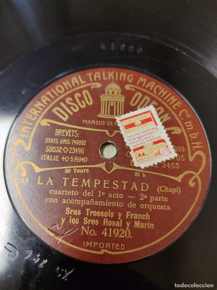 Discos de pizarra: Zarzuela. La Tempestad 78 rpm. Tressols, Franch, Rosal y Mar&iacute;n. 1908