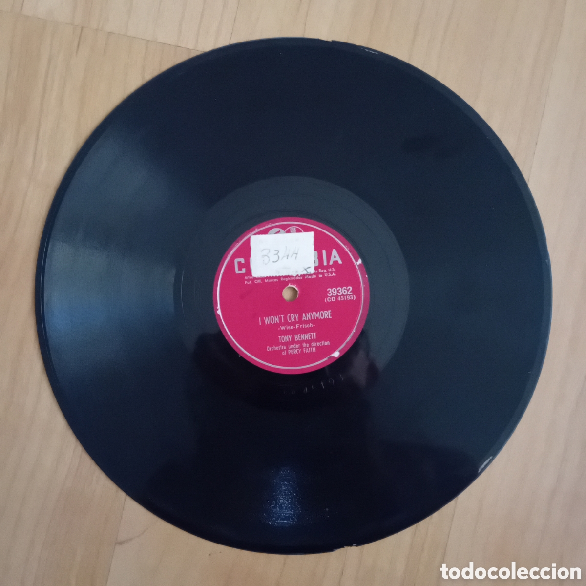 Discos de pizarra: TONY BENNET. BECAUSE OF YOU. I WONT CRY ANYMORE