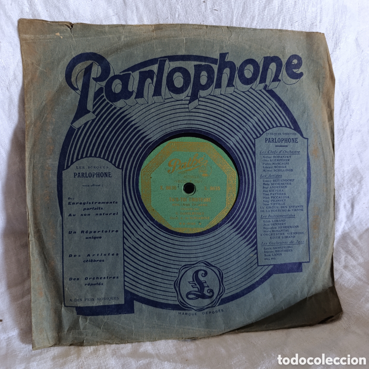 Discos de pizarra: Disco de Pizarra 78 RPM Path&eacute; - Tais-toi, Tristesse (La Cabrera) - Tenor Kazanzis,d&eacute;cada 1920
