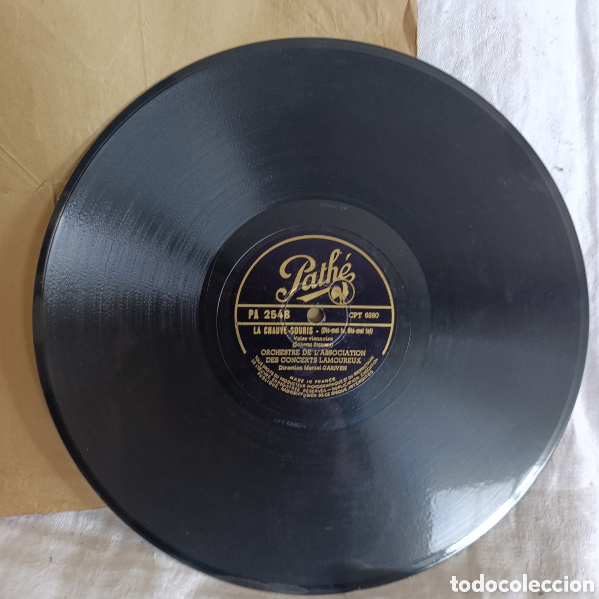 Discos de pizarra: Valses Vieneses,Disco de Pizarra 78 RPM Path&eacute; PA 2548 - La Chauve-Souris (1948) Francia