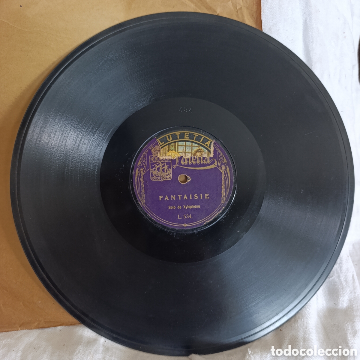 Discos de pizarra: Music-Hall,Disco de Pizarra 78 RPM Lutetia - Fantaisie (Solo de Xil&oacute;fono) - A&ntilde;os 20/30