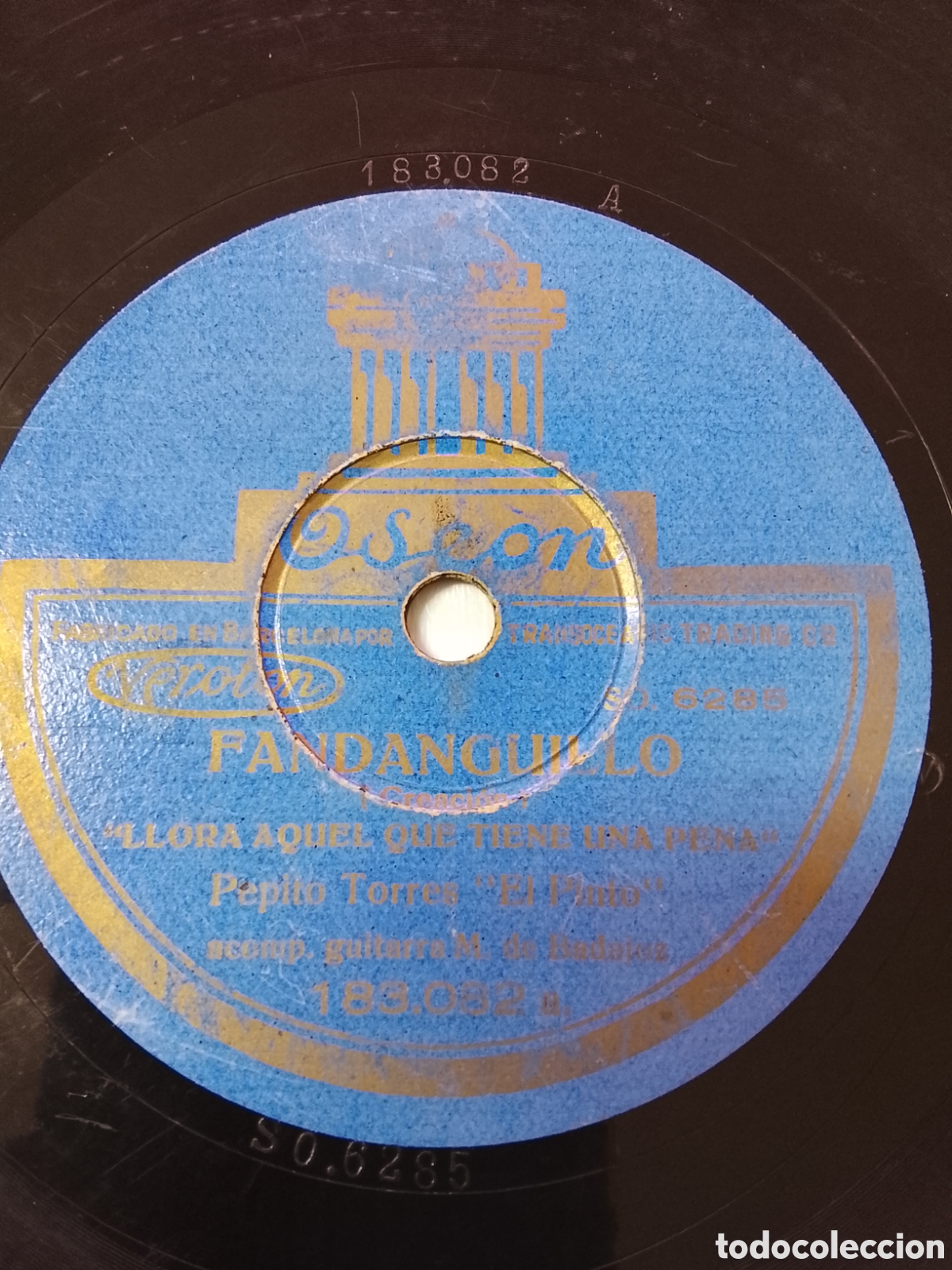 Discos de pizarra: Disco de pizarra fandanguillo Pepito Torres