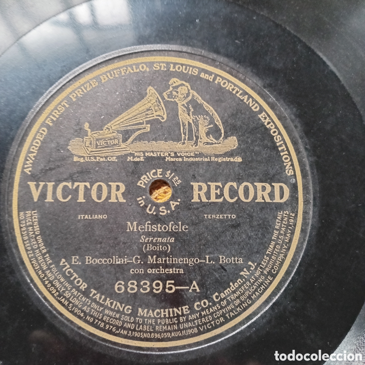 Discos de pizarra: Disco de pizarra antiguo Victor Record - Mefistofele (Boito) - &Oacute;pera / L&iacute;rica
