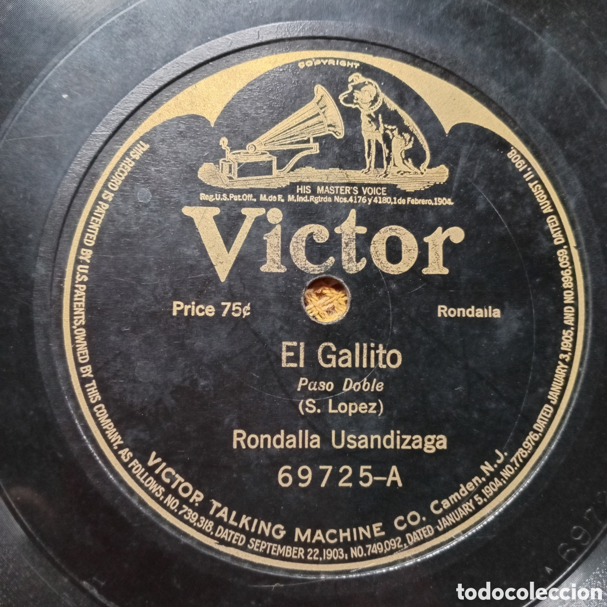 Discos de pizarra: RONDALLA USANDIZAGA. LA DUQUESA DEL BAL TABARIN- EL GALLITO - Foto 2