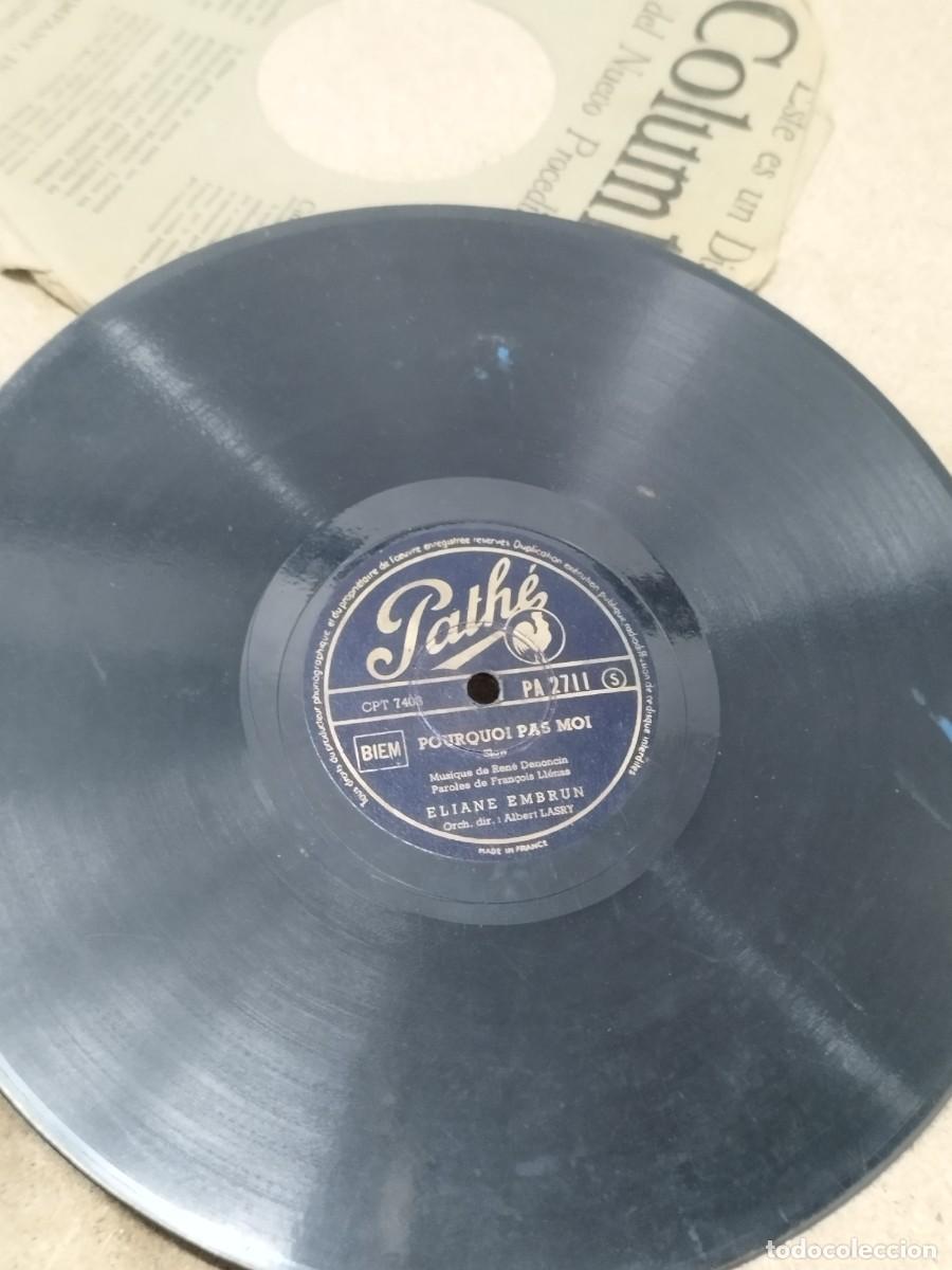 Discos de pizarra: Disco gram&oacute;fono Pourquoi pas moi&raquo; interpretado por la cantante francesa Eliane Embrun.