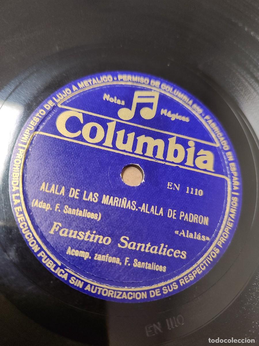 Discos de pizarra: Folclore de Galicia. SANTALICES. Alala/ Balada gallega. Lonxe da terrina. Con zanfona en 78 rpm