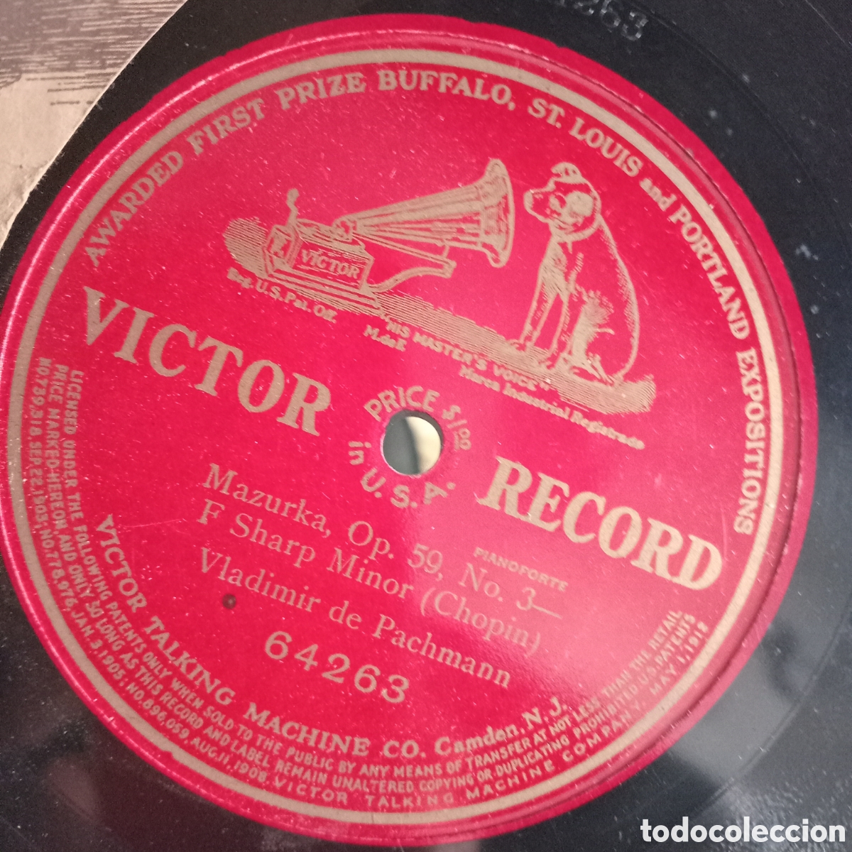 Discos de pizarra: pulgadas, de una sola cara (single-sided). ​Sello / Marca: Victor Victrola (Red Seal / Sello Rojo)
