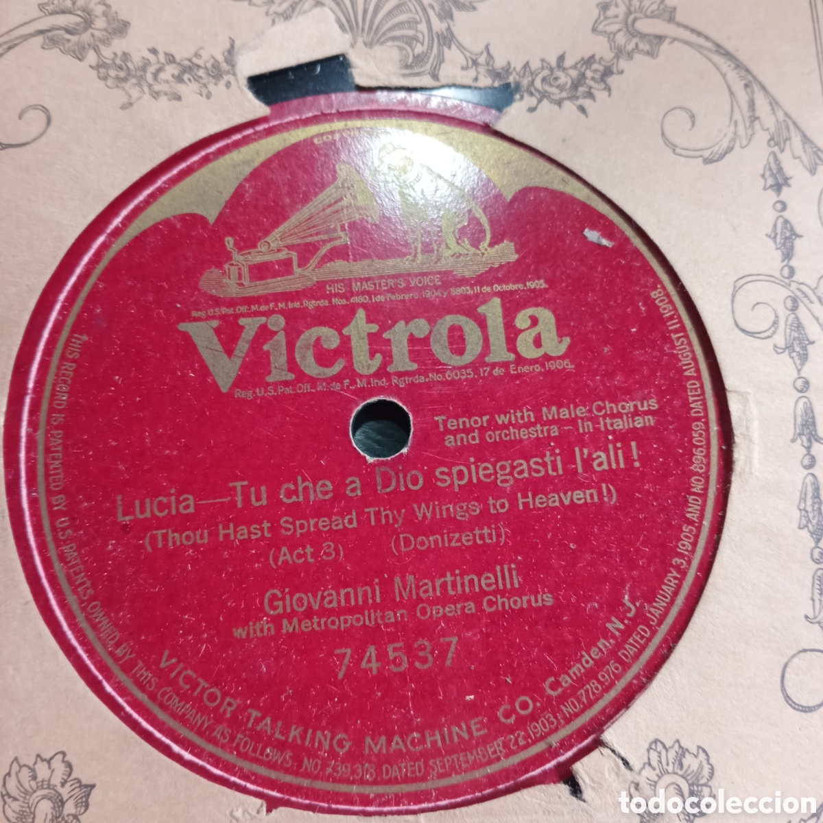Discos de pizarra: pulgadas, de una sola cara (single-sided). ​Sello / Marca: Victor Victrola (Red Seal / Sello Rojo)