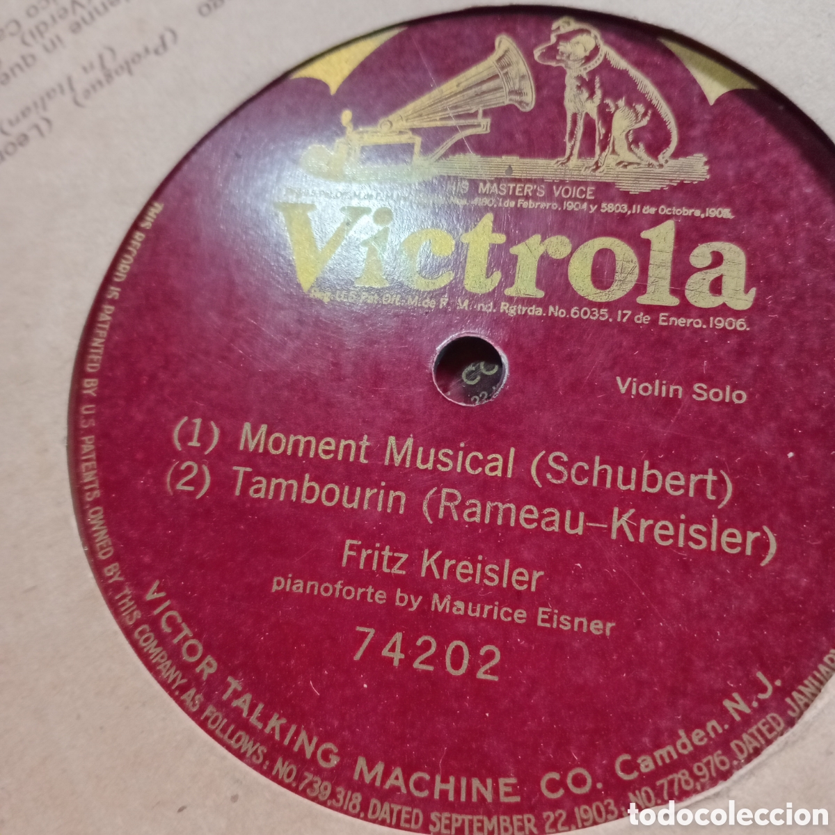 Discos de pizarra: pulgadas, de una sola cara (single-sided). ​Sello / Marca: Victor Victrola (Red Seal / Sello Rojo)