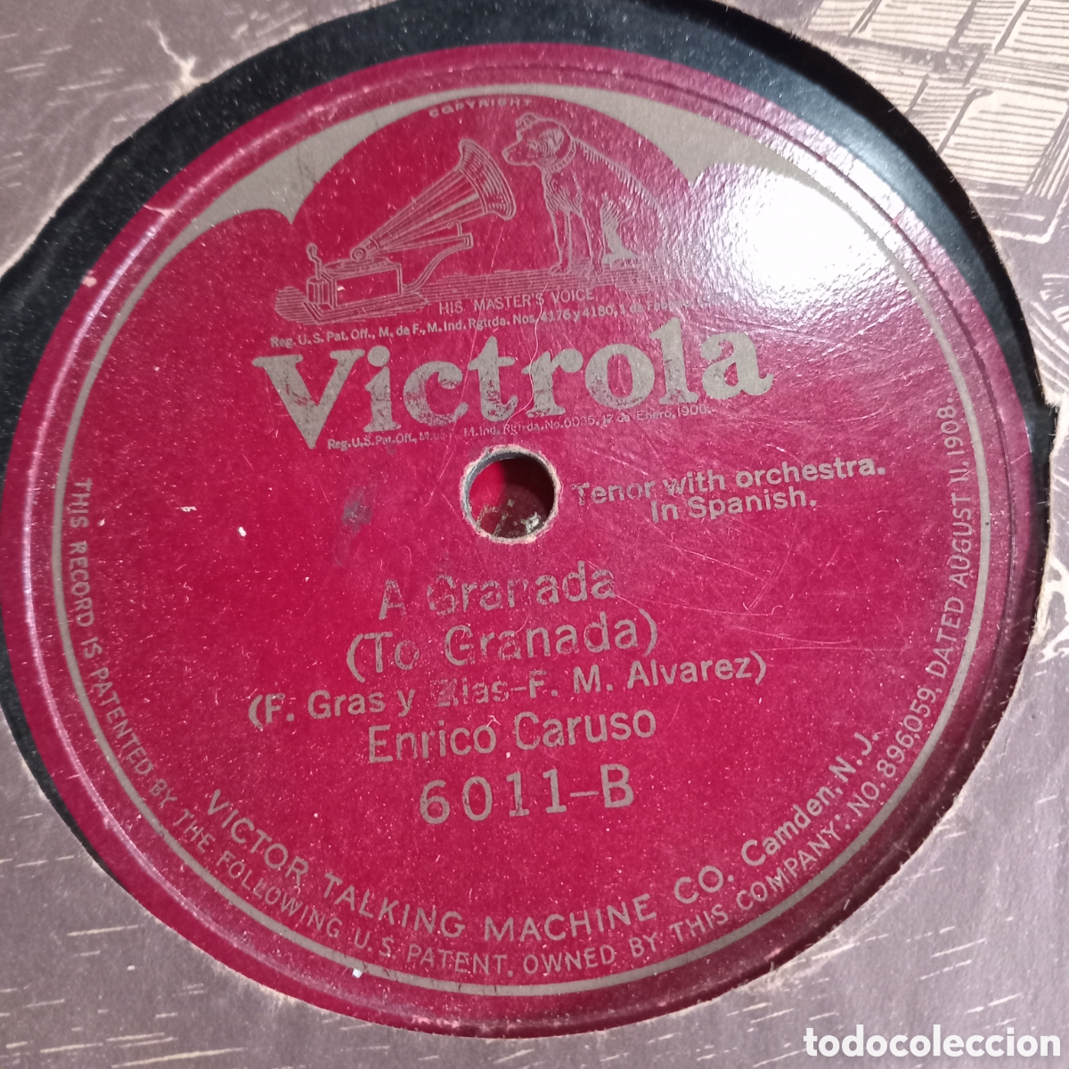 Discos de pizarra: Caruso 10 pulgadas, de una sola - Foto 1