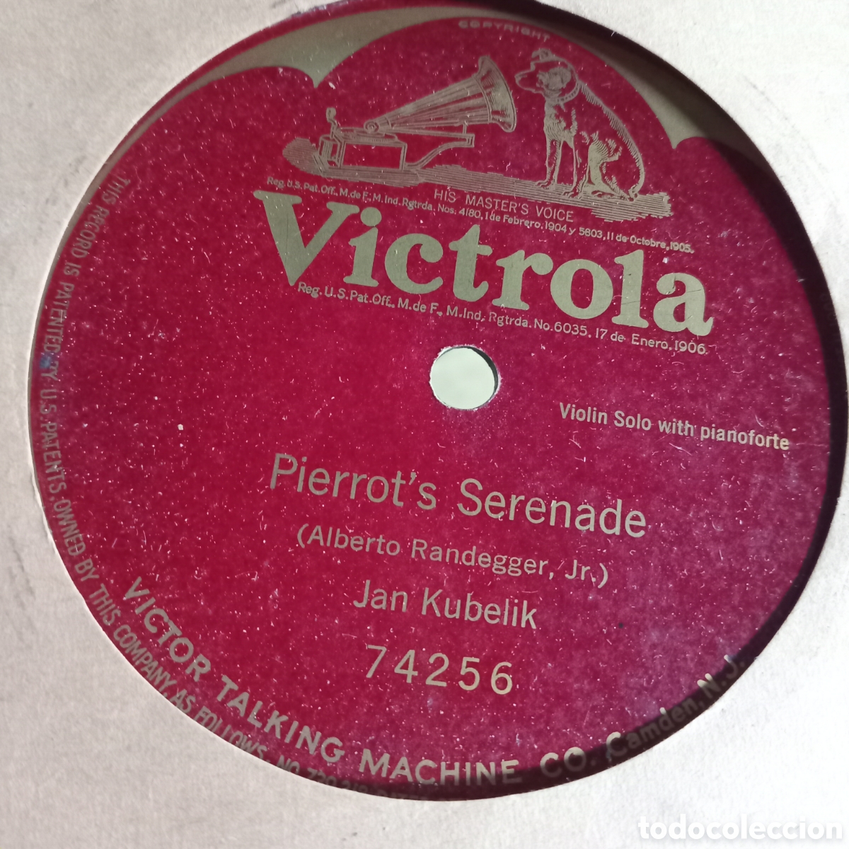Discos de pizarra: pulgadas, de una sola cara (single-sided). ​Sello / Marca: Victor Victrola (Red Seal / Sello Rojo)