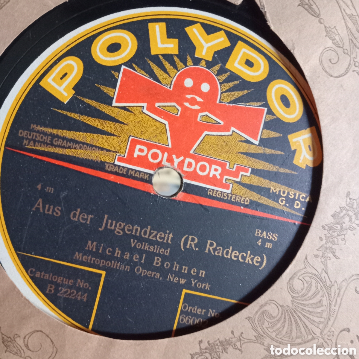 Discos de pizarra: Disco de Vinilo / Carb&oacute;n Antiguo Polydor (78 RPM) ​Excelente pieza de colecci&oacute;n musical hist&oacute;rica