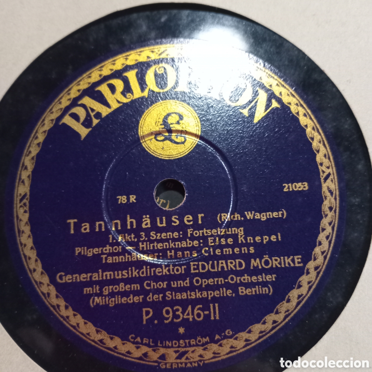 Discos de pizarra: En venta antiguo disco gram&oacute;fono de 78 RPM del sello Parlophon (Carl Lindstr&ouml;m A.-G., Alemania). ​O