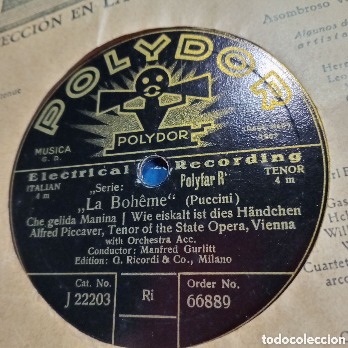 Discos de pizarra: Disco de Vinilo / Pasta de 78 RPM &ndash; Polydor Original ​Excelente pieza de colecci&oacute;n cl&aacute;sica. Se tra