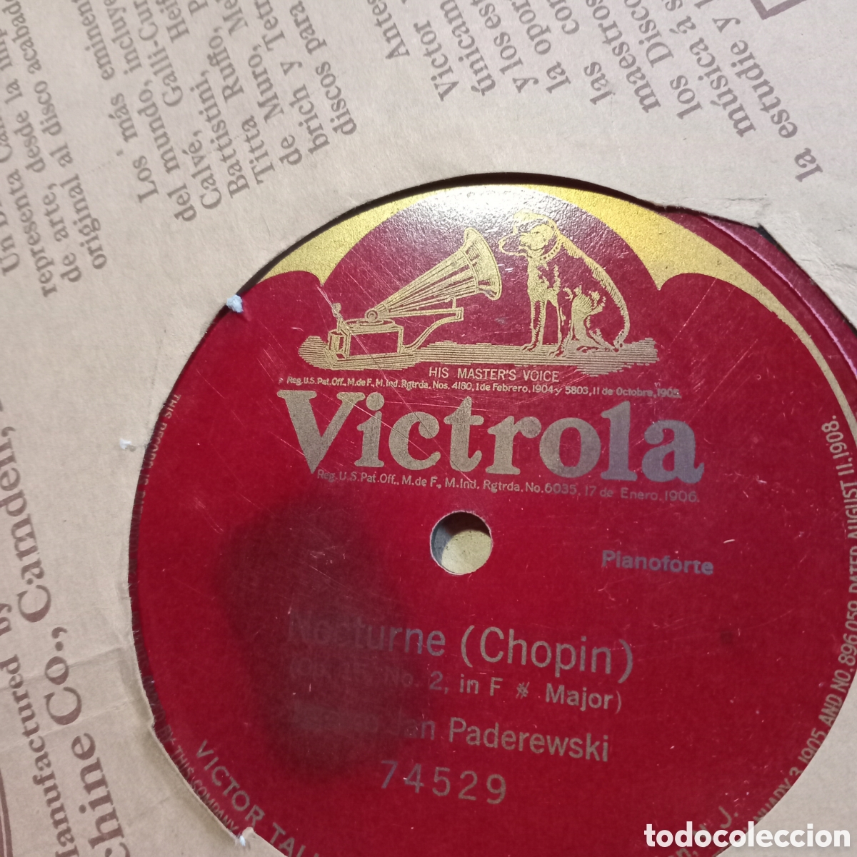 Discos de pizarra: Disco Antiguo de Colecci&oacute;n de 78 RPM &ndash; Victrola / Victor Talking Machine Co. ​Sello / Marca: Victro
