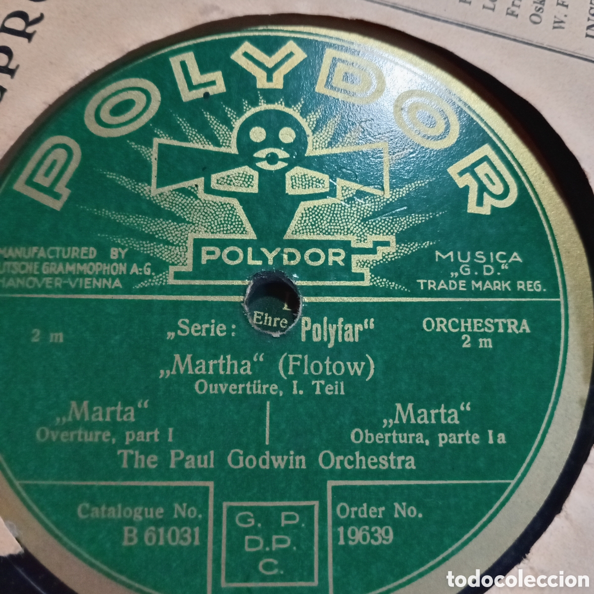 Discos de pizarra: Disco de Pizarra / Pasta (78 RPM) &ndash; Polydor ​Se vende disco cl&aacute;sico de colecci&oacute;n de 78 RPM produci